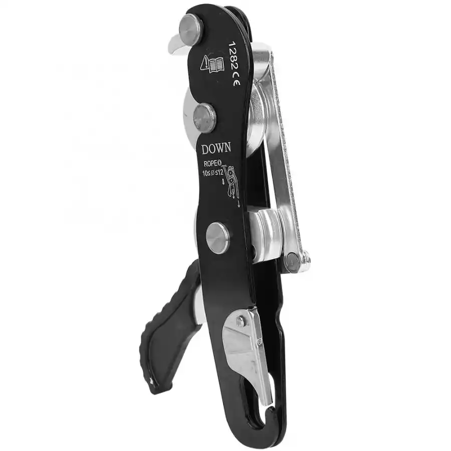 Climbing Rock Descender Self-braking Stop Rope Clamp Grab Rescue Climb Equipment