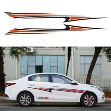 1 Pair 260*25CM Stream-line Sport car stickers Vinyl Graphic Car Body Sticker Side Decal Stripe(Black+Red color) small fire cloud figure car stickers multi color 10 pair pack