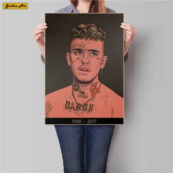 

Rapper Lil Peep vintage kraft paper poster retro print painting bar cafe decoration wall sticker for living room 45.5x31.5cm