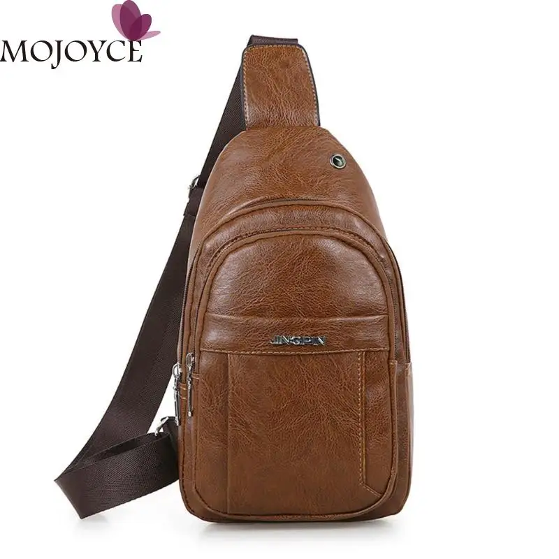 

Men Zipper Crossbody Messenger Shoulder Bags Male Solid Color Retro Simple 2019 New PU Leather Vintage Casual Chest Pack