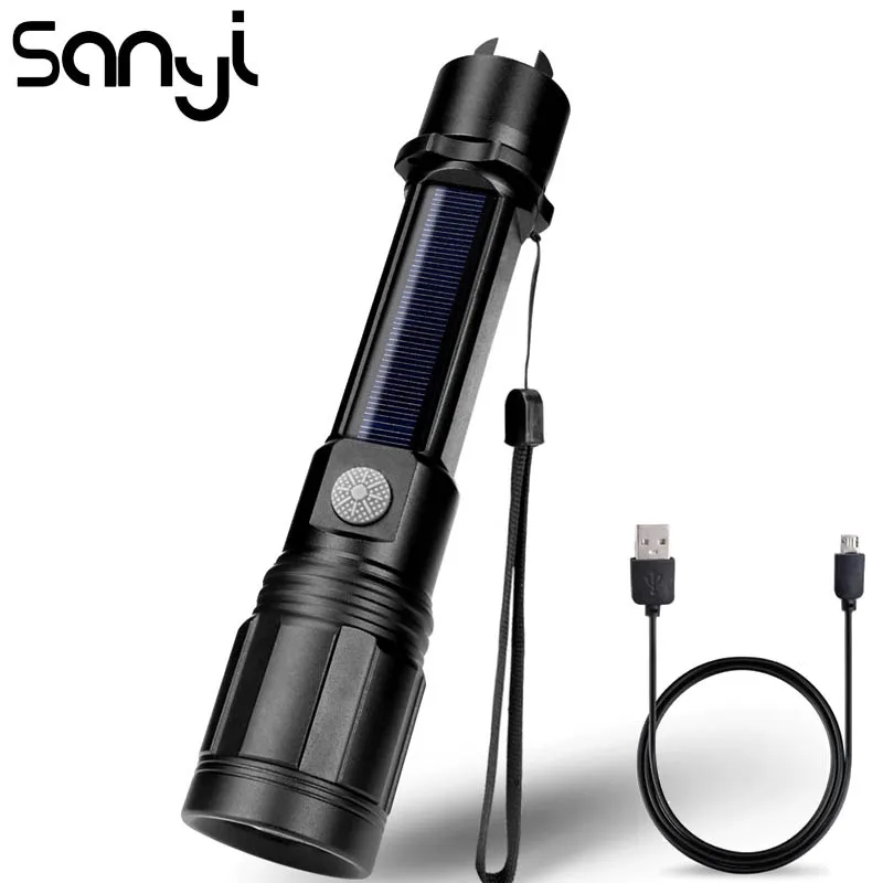 

SANYI Zoom Flashlight Torch 3 Modes Portable Lamp 40000LM USB Charging Built-in Battery Camping Lighting Hunting Lantern