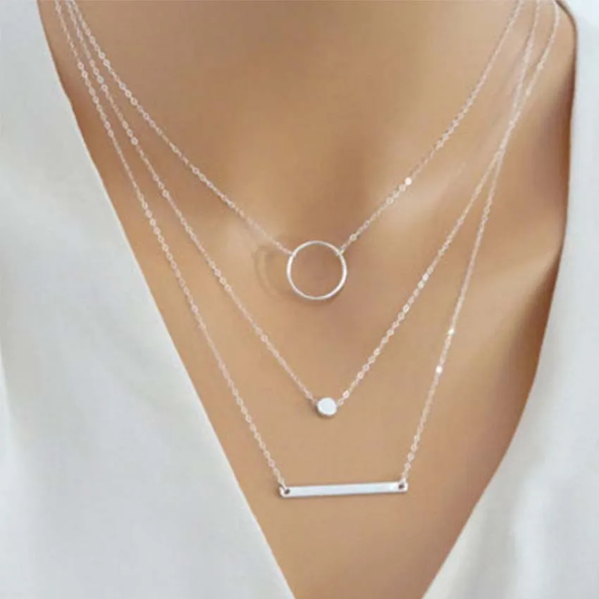 

Bohemia Fashion Wild Aperture Metal Rods Necklace Gold Silver Layered Necklace For Women Charm Jewelry Gift New