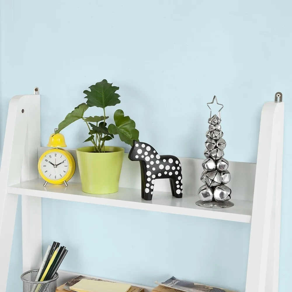 SoBuy FRG115-W الأبيض تخزين عرض رفوف رفوف متدرجة خزانة مع مكتب/طاولة للمذاكرة و 3 رفوف