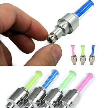

2Pcs Colorful Flash LED Lights Bike Bicycle Car Wheel Tire Stem Cap Safety Light