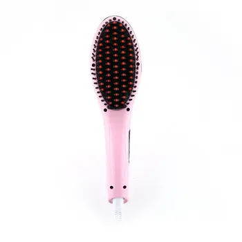 

Straight hair electric brush portable size Handheld ceramic professional LCD screen fast straightener flat iron comb