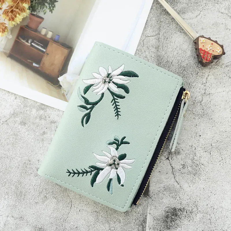 

Women Wallet PU Leather Print Flower Cash Pocket Photo MiniClutch Short Purse