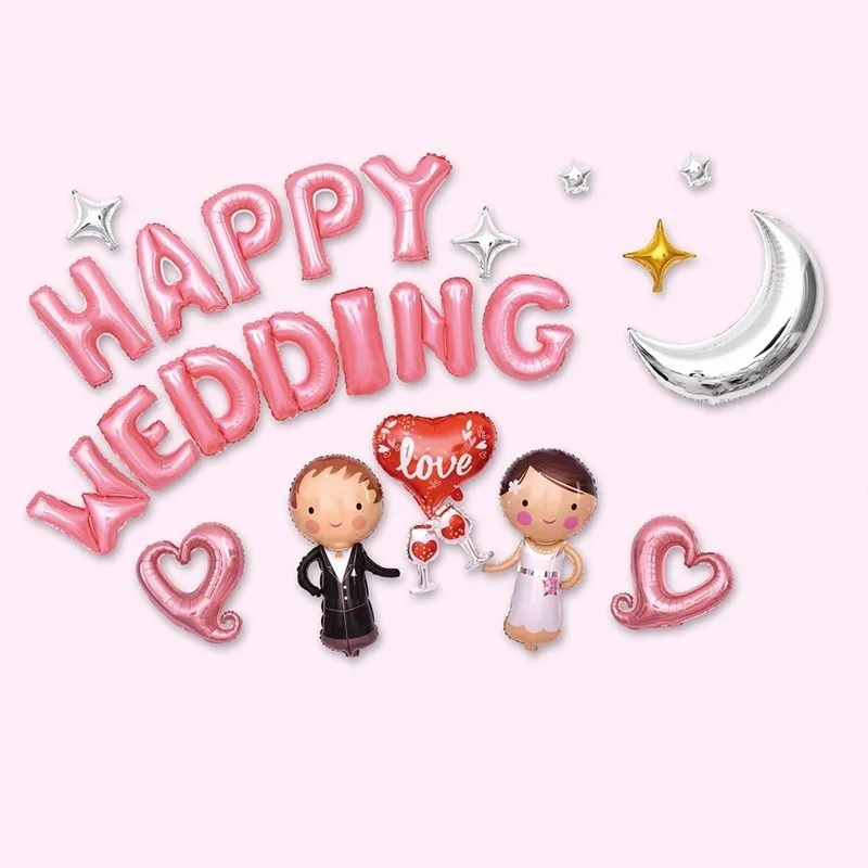 

27pcs Wedding Balloons Happy Anniversary Decoration Supplies Wedding Decoration Ballons Large Love And Moon Balls Party Decor