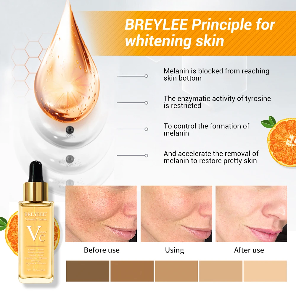Breylee Vitamin C Serum Whitening Face Skin Care 40ml Dark Spots Repair Hyaluronic Acid Moisturizing Anti Aging Facial Essence Breylee Vitamin C Serum Whitening Face Skin Care 40ml Dark Spots Repair Hyaluronic Acid Moisturizing Anti Aging Facial Essence