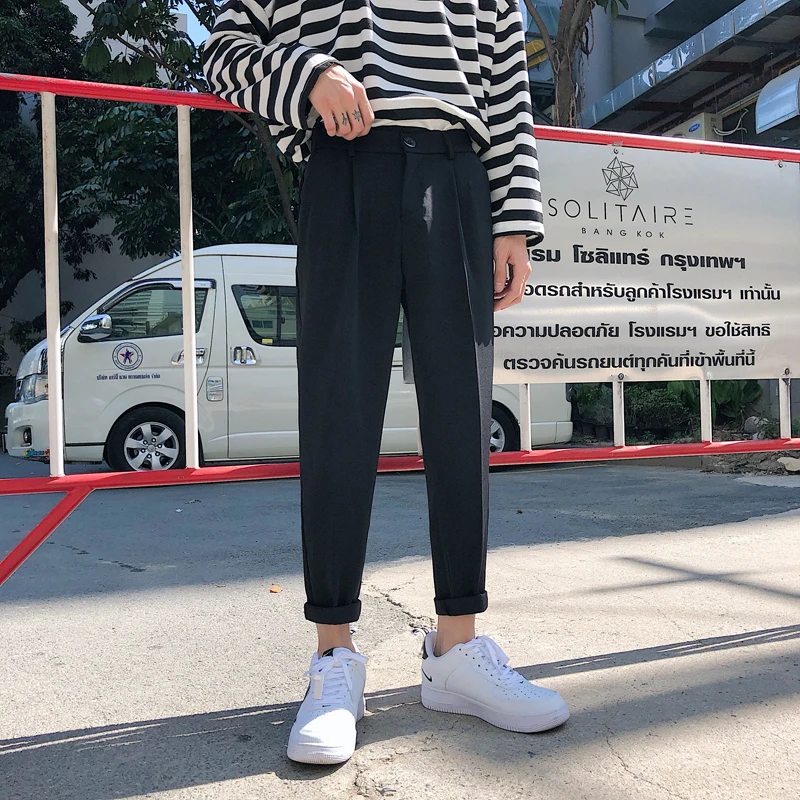 Men's Fashion Spring New Couple Casual Pants S-3XL Temperament Popular Wild Youth Personality Solid Color Loose Simple