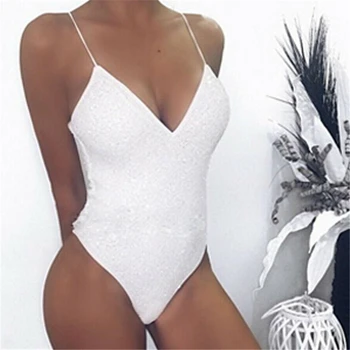 

Fashion Sequin Bodysuit Women Summer Sleeveless Bodysuit Jumper Jumpsuit Bodycon Playsuit Casual One Piece Jumpsuit Short Romper