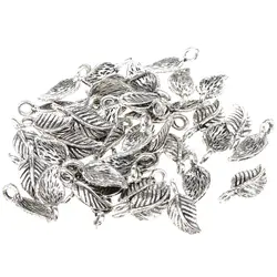 50 шт. древнее тибетское серебро лист талисманы кулон «крафтовые» бусины DIY Выводы розничная продажа поставки