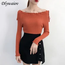 Sexy Lace Up Slash Neck Sweater Women 2018 Autumn Winter Knitted Pullover Casual slim Bottoming Fashion Long Sleeved Female tops Sexy Lace Up Slash Neck Sweater Women 2018 Autumn Winter Knitted Pullover Casual slim Bottoming Fashion Long Sleeved Female tops