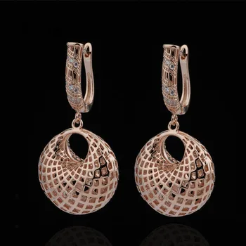 

Irina new Fashion trend exaggerated irregular hollowed-out rose gold zircon earrings personality girl party jewelry