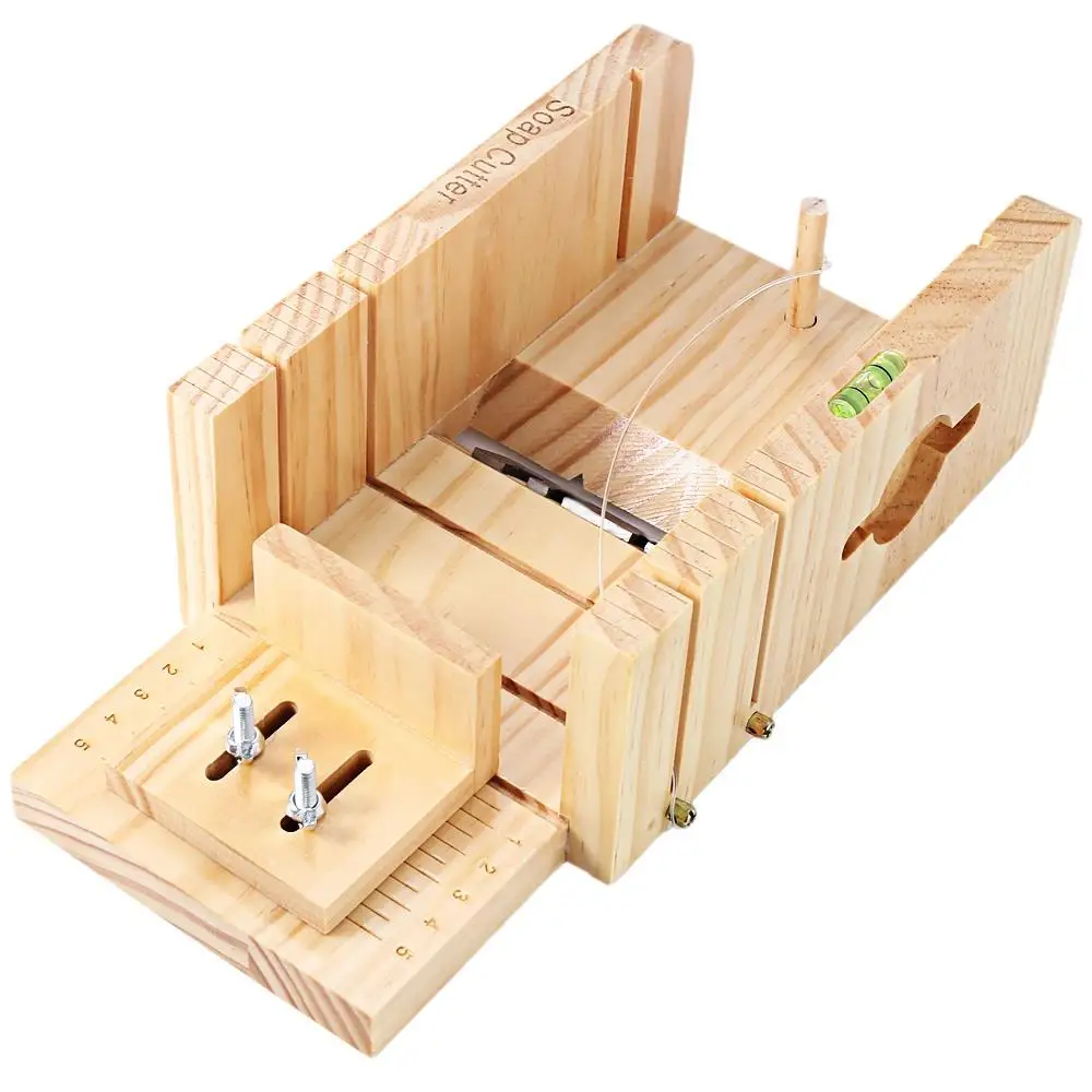 

LBER Household Wooden Soap Cutter Box Pine Material Balancing Apparatus Accurate Wire Cutting Adjustable Front Board