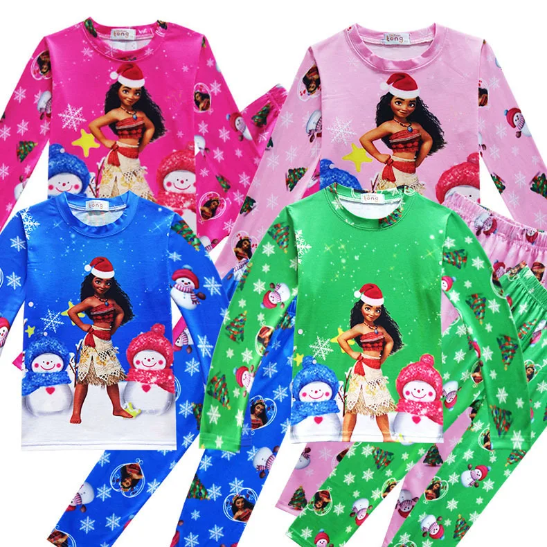 

Children Clothes Set Christmas Moana Party Costume Baby Girls Autumn Winter Vaiana Long Sleeve Warn Christmas Clothes Pajamas