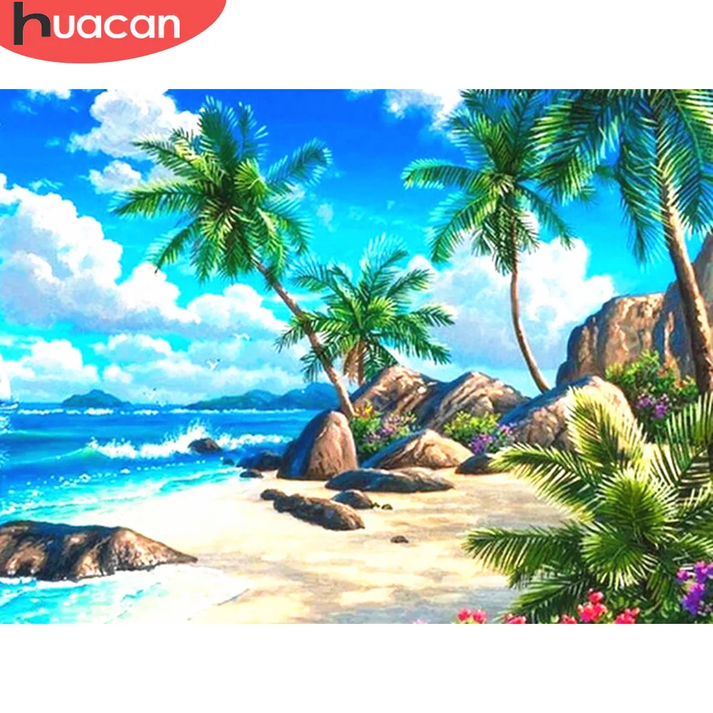 

HUACAN 5D DIY Diamond Painting Scenic Seaside Embroidery Sale Diamond Mosaic Cross Stitch Rhinestone Picture Home Decor Gift