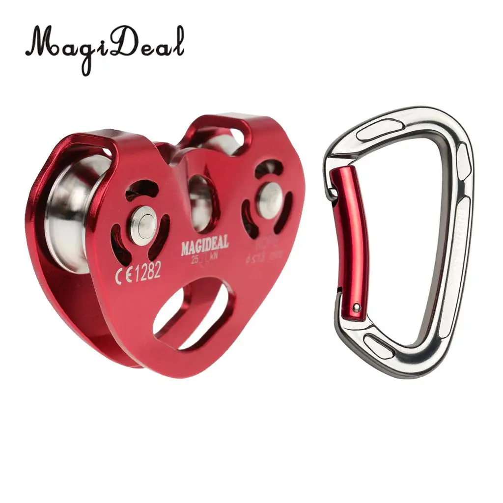 

Zip Line Cable Trolley Outdoor Climbing Dual Pulley 25KN 5600lbs with Durable Carabiner