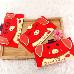 Besegad 6 шт. Ассорти узор 2019 китайский Свинья новый год Весенний фестиваль красный конверты Hong Bao Lucky Money пакеты 11,5x18 см