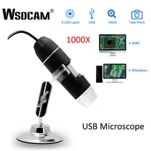 Wsdcam 1000X USB цифровой микроскоп для Android Iphone мобильный телефон 8 светодиодный 3в1 детский цифровой микроскоп USB эндоскоп зум-камера