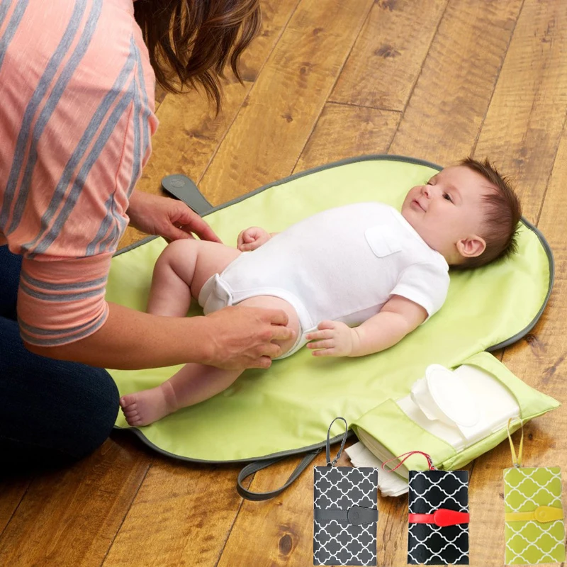 Tapis à langer imperméable Portable pour bébé | Station à langer de voyage, pochette de produits de soins pour bébé, accroche poussette