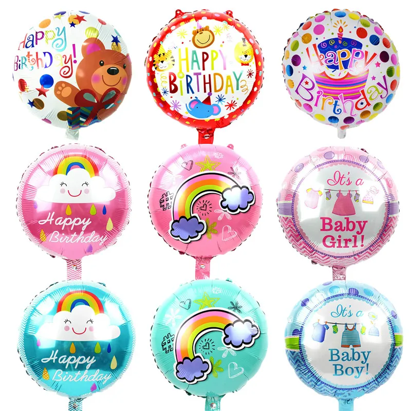 

18 Inch Birthday Round Air Balls Foil Balloons Happy Birthday Party Decoration Kids Helium Balloon Baby Shower Birthday Supplies