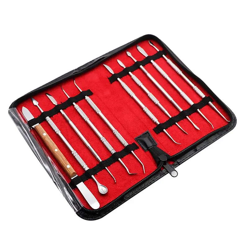 

10pcs/set Wax Carving Tool Set Stainless Steel Versatile Kit Dental Instrument Dental Lab Equipment With Holder Case