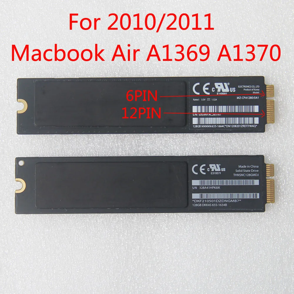 Оригинальный 128 ГБ 256 SSD для Apple Macbook Air A1369 A1370 твердотельный накопитель MC 505 506 MC965 966