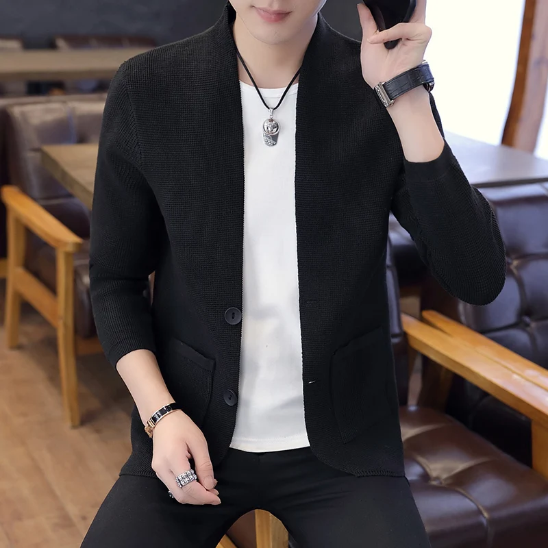 2019 spring new Sweater dress men Male Button Cardigan Loose Coat Teenagers Thin Section Knitting Shirt Clothes Promotion