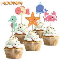 HOOMIN 5 шт./компл. кекс Cute милые морские украшения торт открытка с украшениями торт десерт вставленная карта для детей день рождения