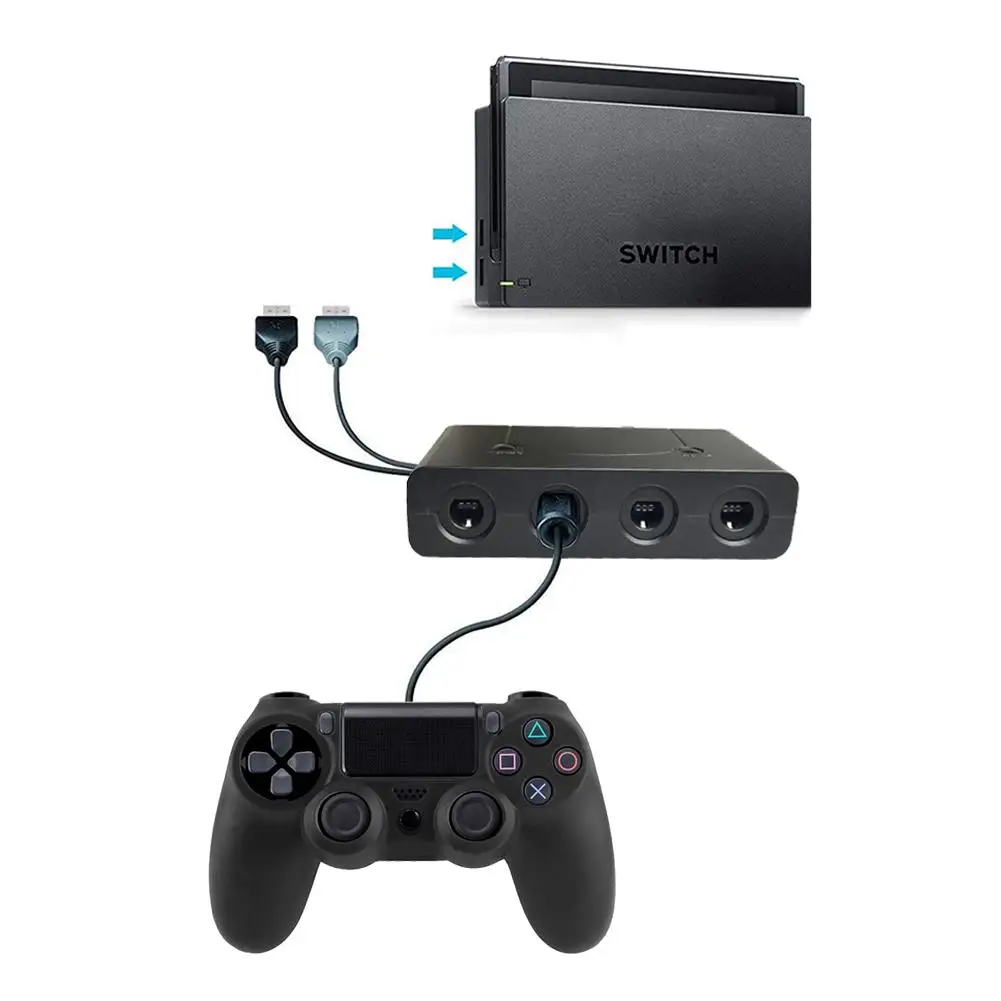 Черный 3 В 1 конвертер адаптер для переключателя/Wii U/PC игровой куб контроллер с