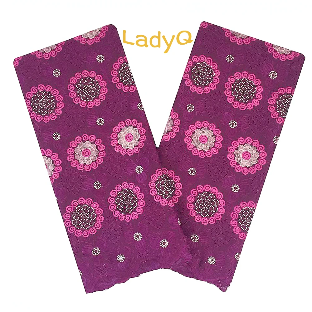 

LadyQ Magenta High Quality Swiss Cotton Lace Fabric with Stone 2019 African Lace Fabric Latest Nigeria Voile Lace In Switzerland