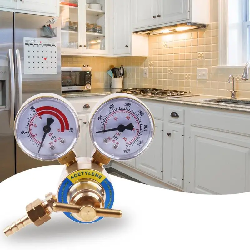 

2-5/8 inch Pro Acetylene Pressor Acetylene Decompressor for Small Cylinder Golden & Red & White