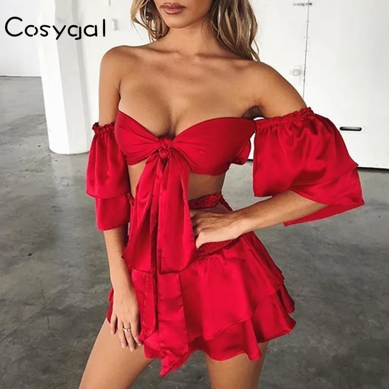 Короткое платье COSYGAL с расклешенным рукавом женские элегантные плиссированные