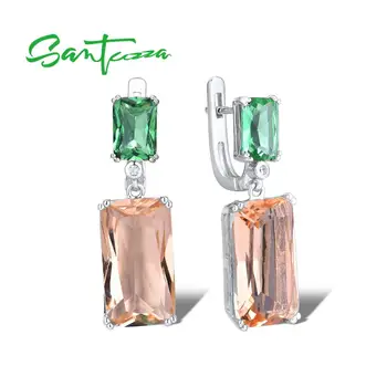 Santuzza Silver Earrings For Women 925 Sterling Silver Shiny Green Champagne Crystal Dangling Earrings Серьги Fashion Jewelry
Santuzza Silver Earrings For Women 925 Sterling Silver Shiny Green Champagne Crystal Dangling Earrings Серьги Fashion Jewelry