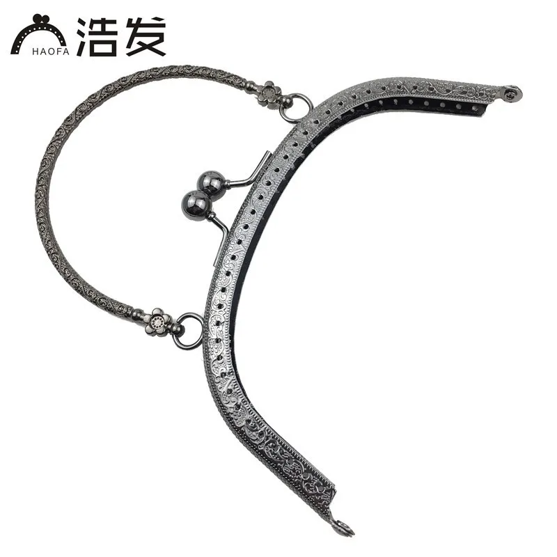 

HAOFA 16.5cm Bag Accessories Gun Black Metal Purse Frame Semicircle Pattern Handles Arc Frame Accessories For Bags