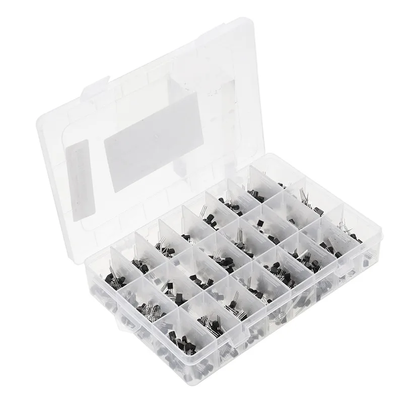 

24 Value 840Pcs TO-92 Power Transistor Assortment NPN PNP DIY kit 2N2222-S9018/BC327