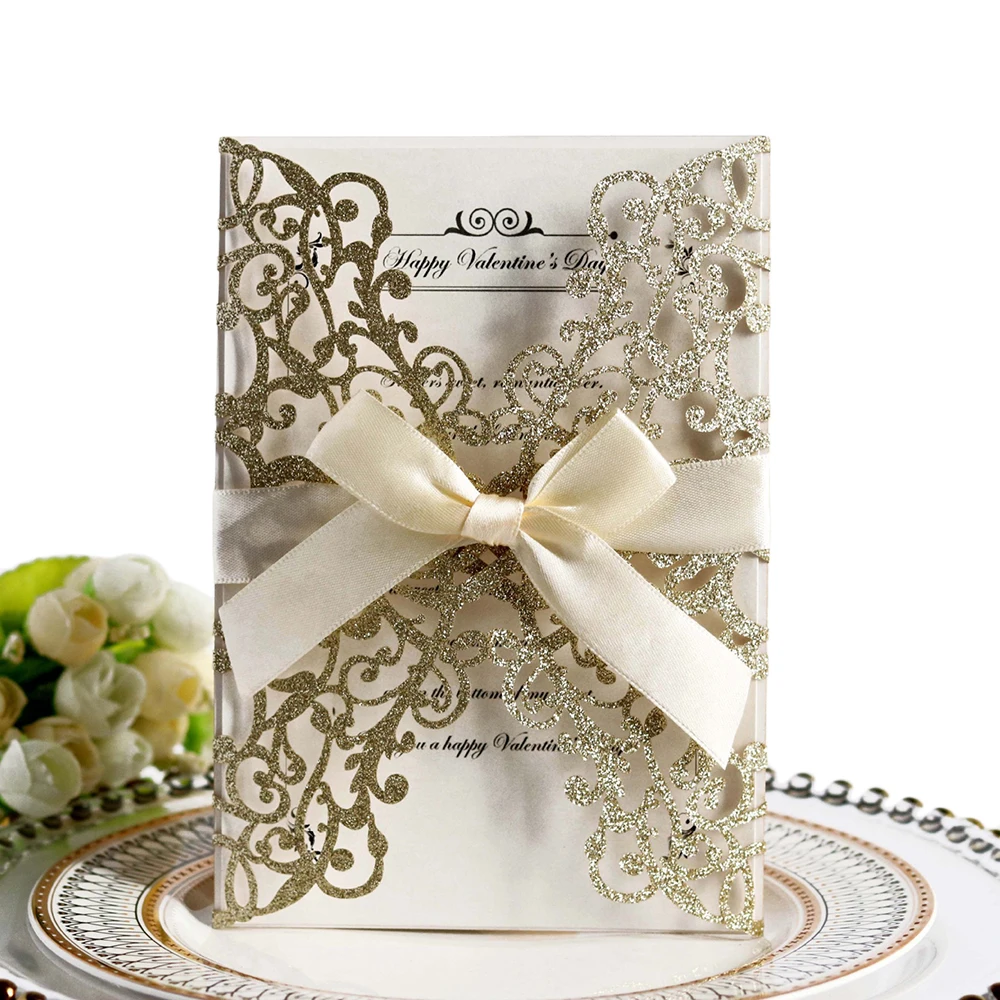  10PCS/Set Hollow Laser Cut Wedding Invitations Cards Elegant Engagement High Quality Birthday Party - 32988600255