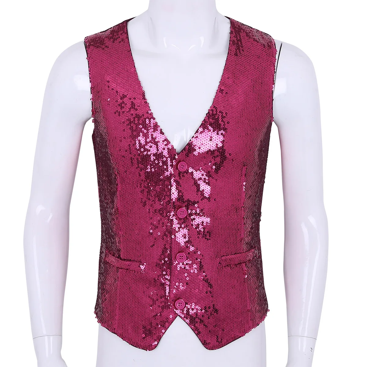 Mens Suit Vest Crop Top Men Slim Fit Shiny Sequins Suit Vest V Neck