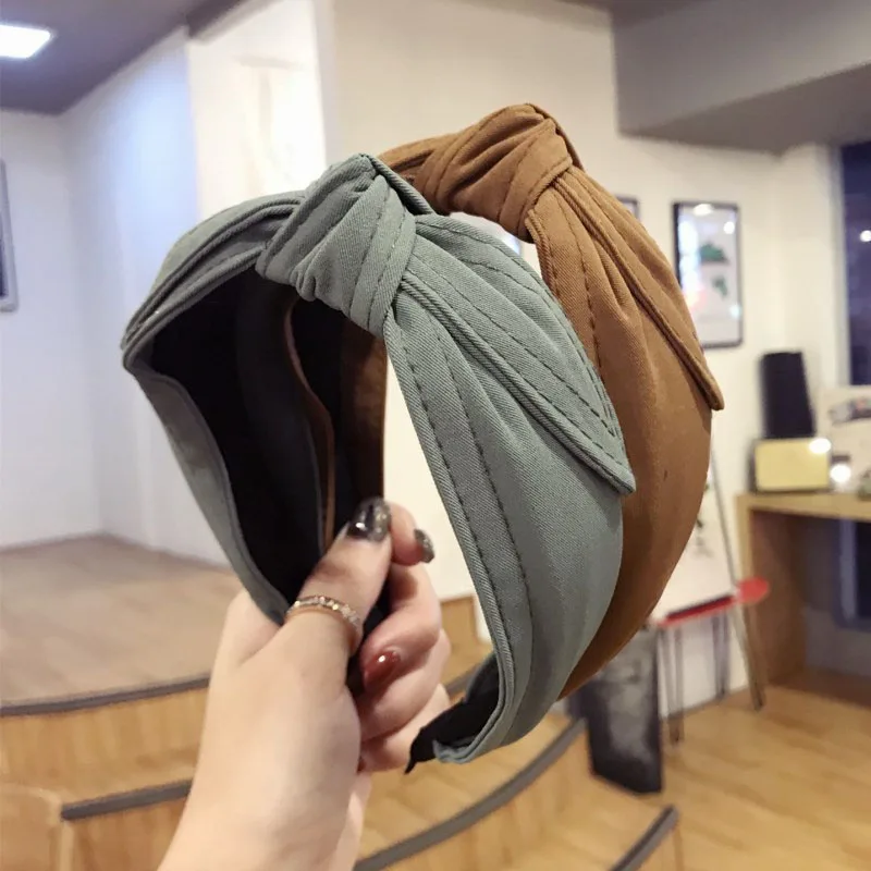 Simple Solid Color Fabric Headbands for Women Knotted Hair Bow Bunny Ears Hairband Korean Accessories Decorations Girls |