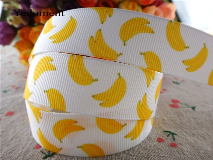 17010144, 7/8" (22mm) 10 yards/lot banana fruit printed grosgrain ribbons cartoon ribbon DIY hair bows