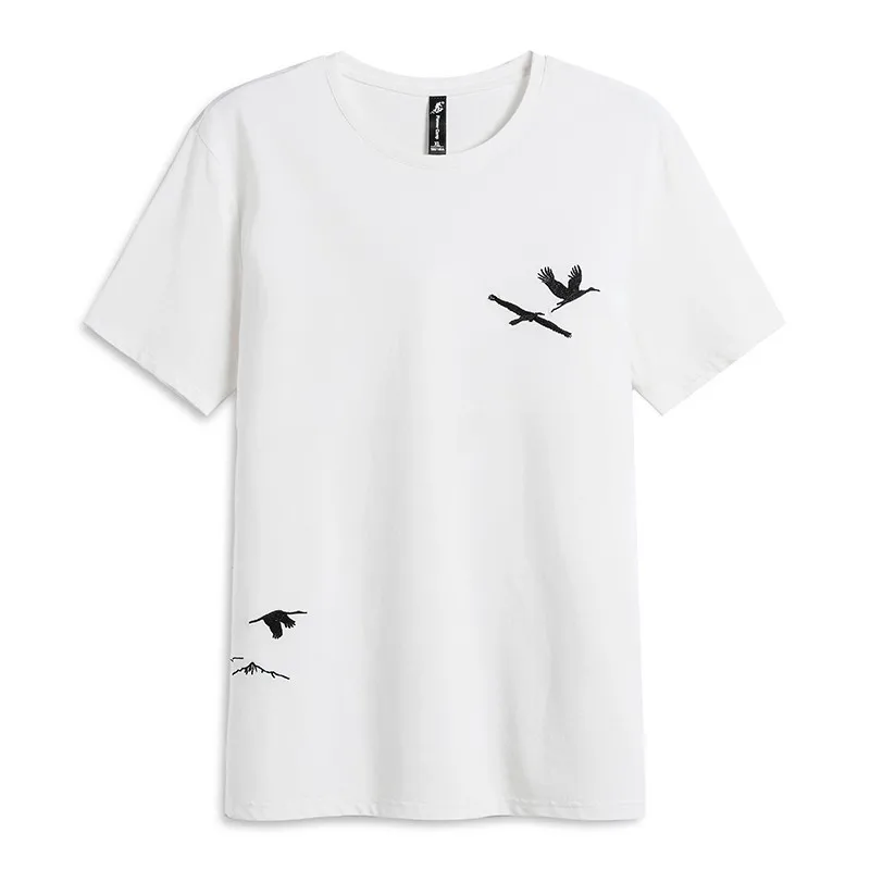 

Pioneer camp Chinese Stylish Crane t shirt men short sleeve wild goose graphic printed chino t-shirts male ADT803041