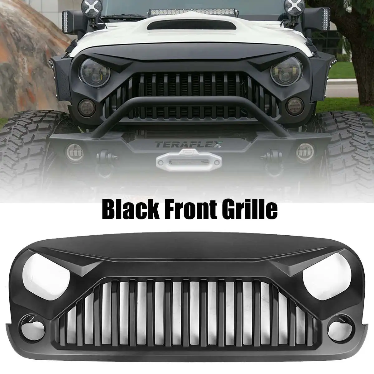 

Insert Mesh Bumper Grille Circle Front Auto Grills for 07-17 J eep W rangler JK V2 Front Hood Grille Car Black Racing Grills