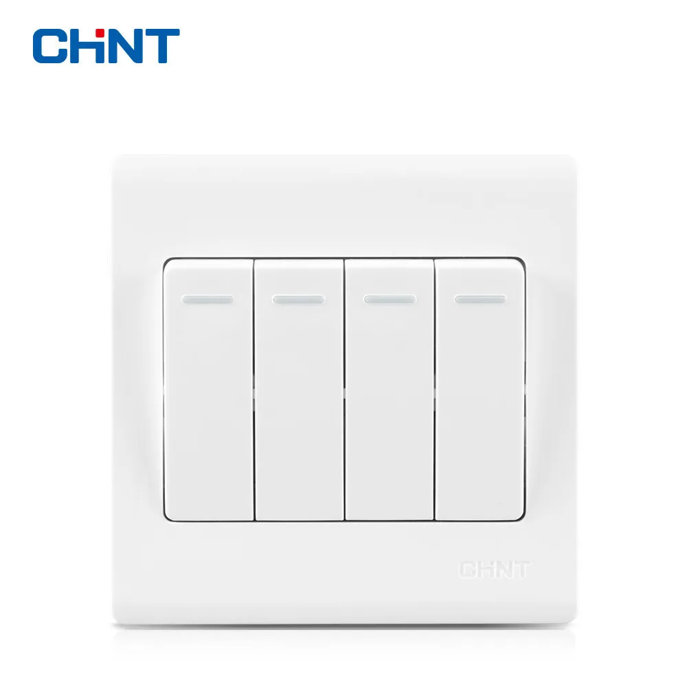

CHNT 86 Type Wall Switch Panel NEW7D Elegant White Four Gang One Way Free Shipping