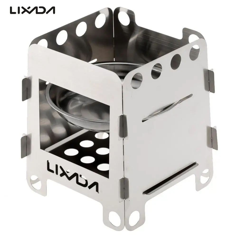 

Lixada Titanium Camping Stove Stainless Steel Folding Wood Stove Alcohol Stove Portable Outdoor Picnic Cook BBQ Burners with Bag