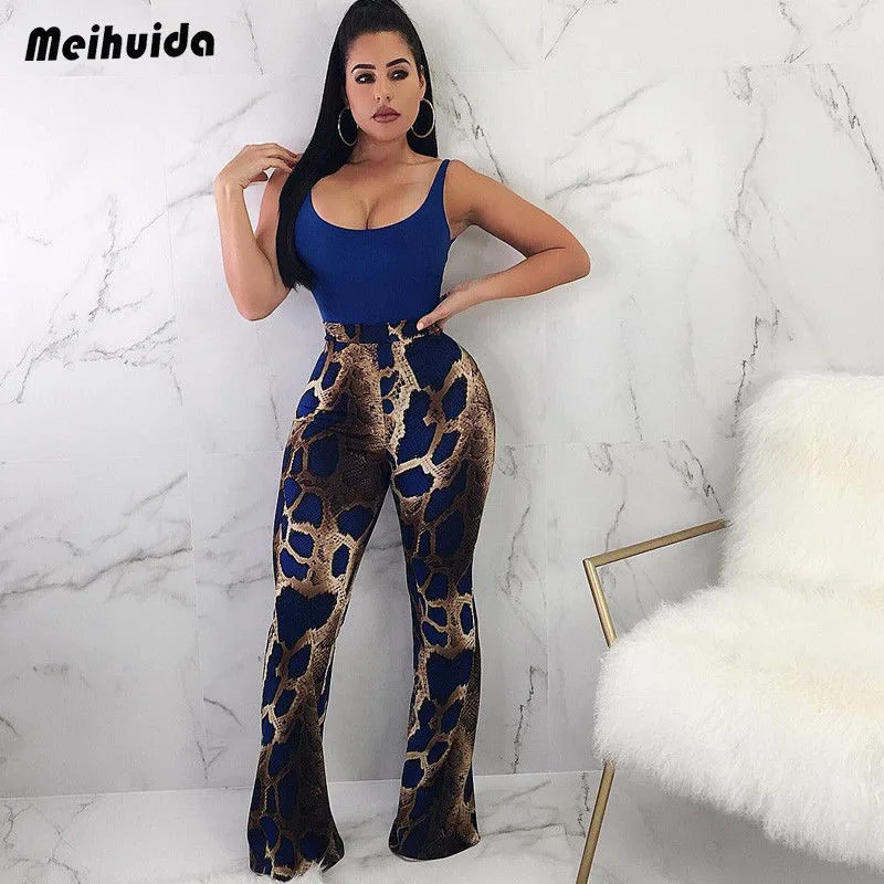 Women High Waist Trousers Flare Wide Leg Long Loose Pants