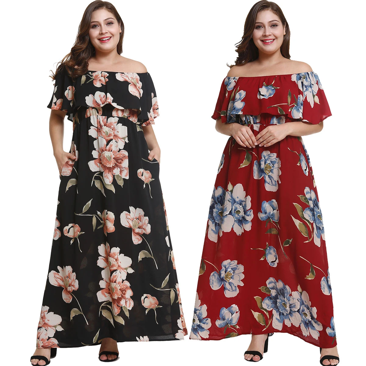 Robe épaule dénudée grande taille Clearance