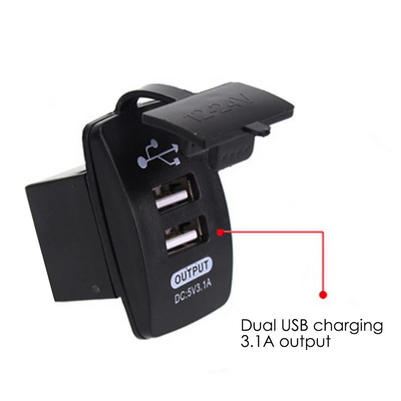 12-24V Universal 3.1A 5V Output Dual USB Charger Power Socket Blue LED Outlet Power Cigarette Light for Car Motorcycle Charging 12-24V Universal 3.1A 5V Output Dual USB Charger Power Socket Blue LED Outlet Power Cigarette Light for Car Motorcycle Charging