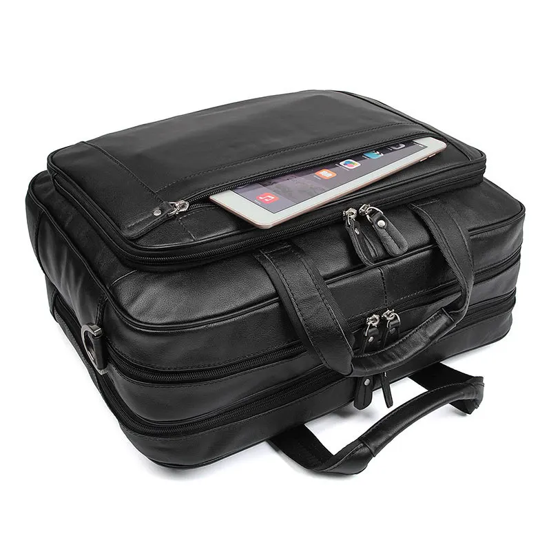 17 Leder Schicht Männer Black Business Computer Aktentasche 725 Tasche Große Zoll Handtasche Top Messenger 40 rYEqxY
