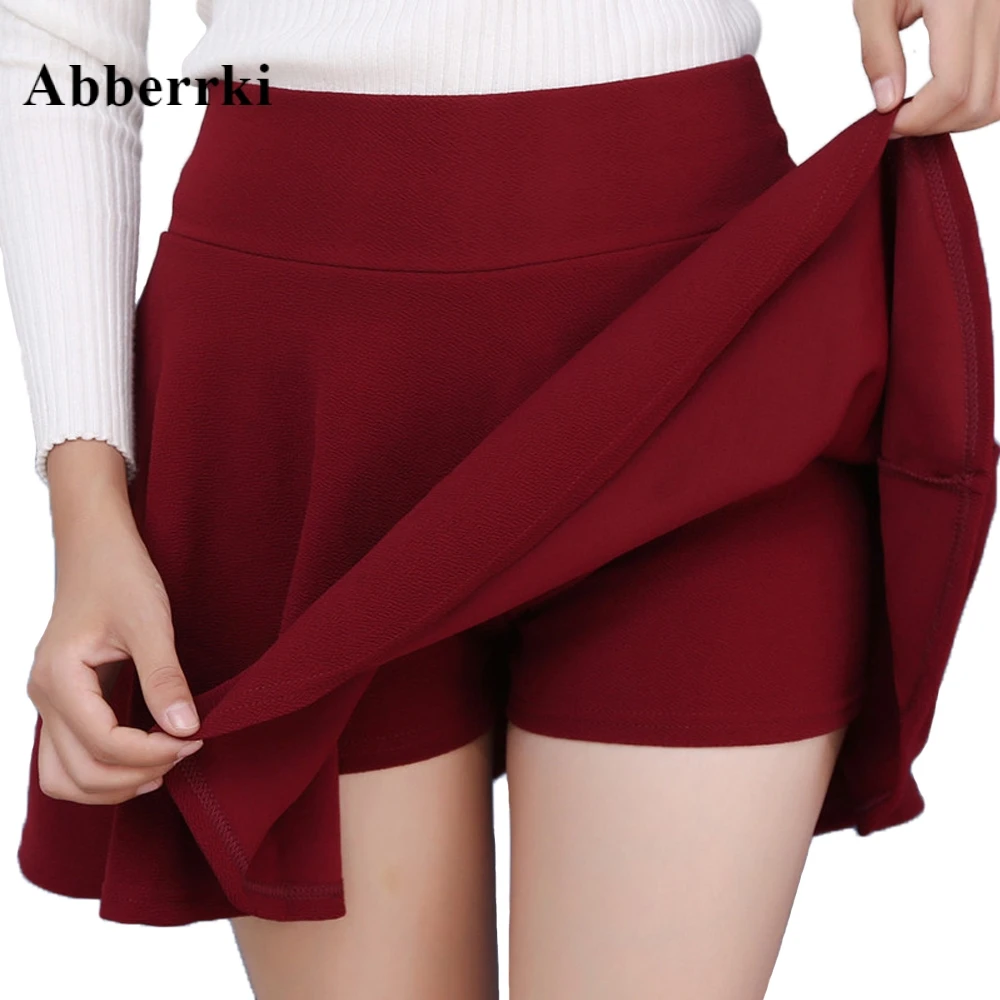 

Plus Size Women Mini Skirt Shorts High Waist Pleated Skirt Versatile Stretchy Flared Casual Skirts Jupe Femme Faldas Cortas