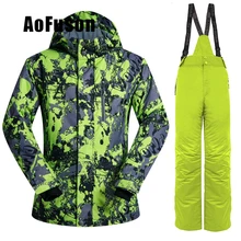 Лыжная куртка для сноуборда, зимняя ветрозащитная и водонепроницаемая Теплая Лыжная одежда, комплект для мужчин, пальто, штаны, дышащая профессиональная